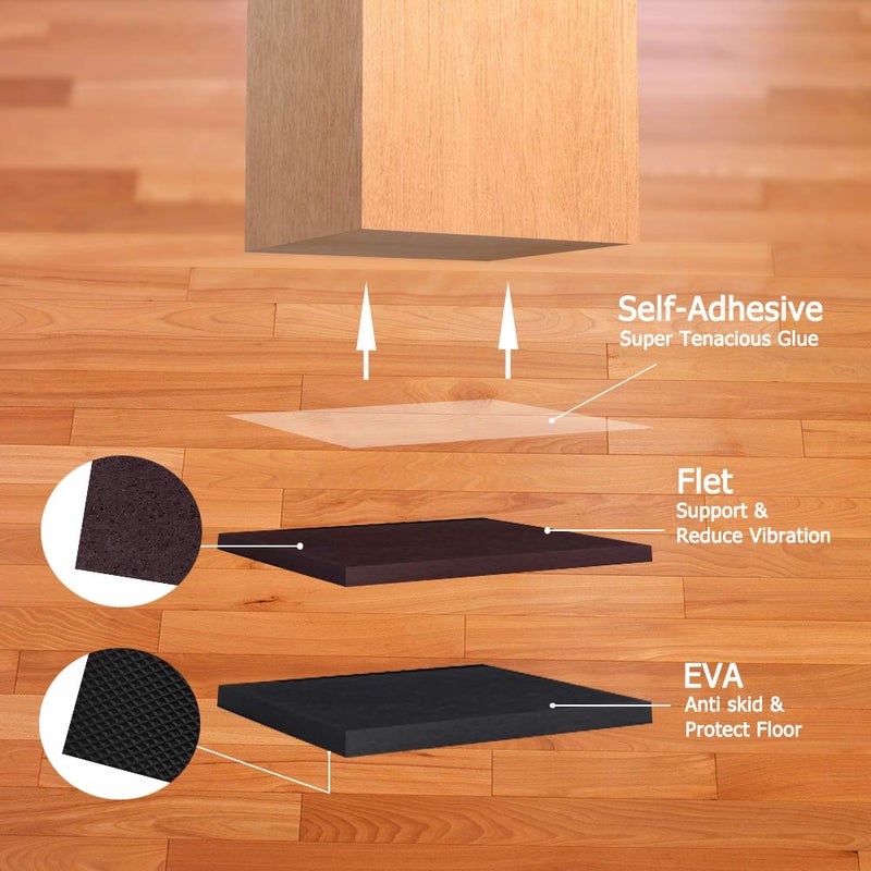 Yelanon Non Slip Furniture Pads -12pcs 4" Furniture Grippers Hardwood Floors, Non Skid for Furniture Legs,Self Adhesive Rubber Feet, Anti Slide Furniture Floors Protectors for Keep Couch Stoppers - Image 4